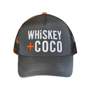 WHiSKEY + COCO Trucker - Grey with Orange Palm mesh