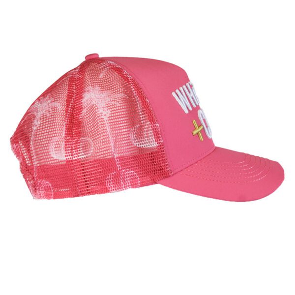 WHiSKEY + COCO Trucker - Pink with White Palm mesh