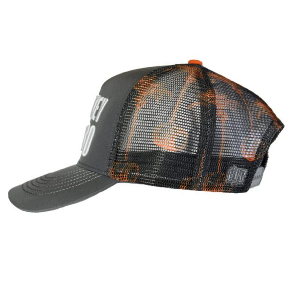 WHiSKEY + COCO Trucker - Grey with Orange Palm mesh