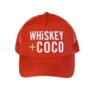 WHiSKEY + COCO Trucker - Red with White Palm mesh