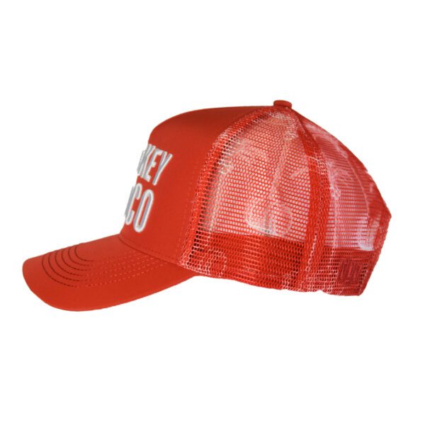 WHiSKEY + COCO Trucker - Red with White Palm mesh